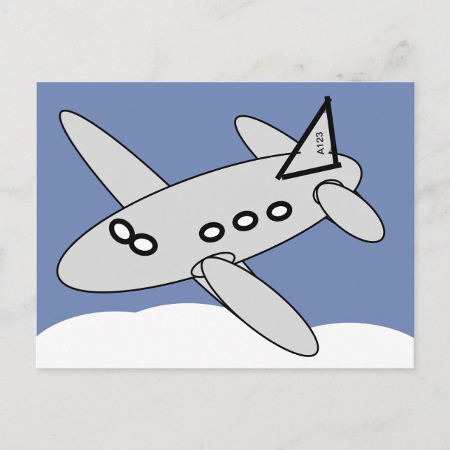 Carte postale - Avion volant au-dessus des nuages (Devant)