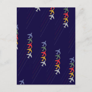Carte Postale avions de voyage colorés