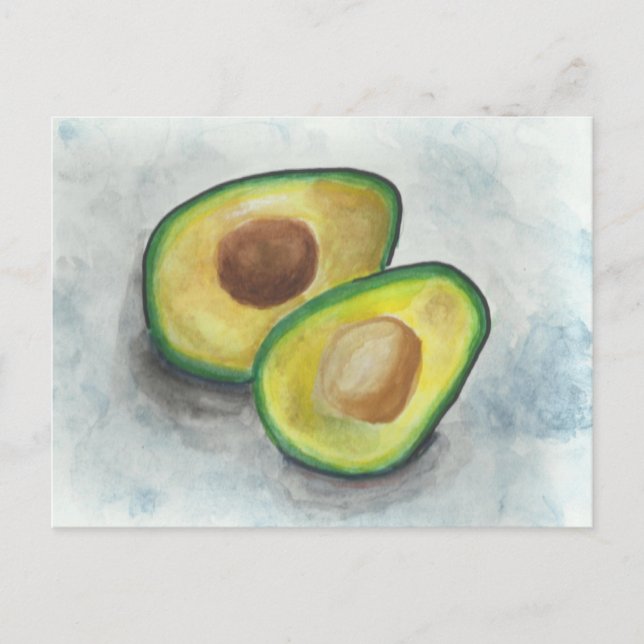 Carte Postale Avocado en aquarelle (Devant)