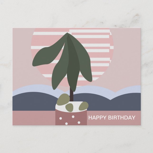 Carte Postale Avocado Tree Blush Muted Anniversaire (Devant)