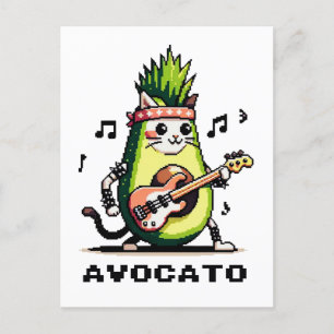Carte Postale Avocato Bhelp - Punk Cat Avocado Pixel Art