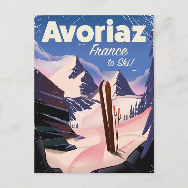 Carte Postale Avoriaz, poster Voyage Ski Français (Devant)