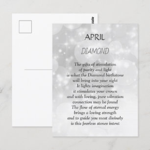 Carte Postale Avril Anniversaire Diamant de Pierre d'Anniversair