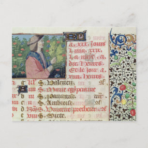 Carte Postale Avril : cueillette de fleurs