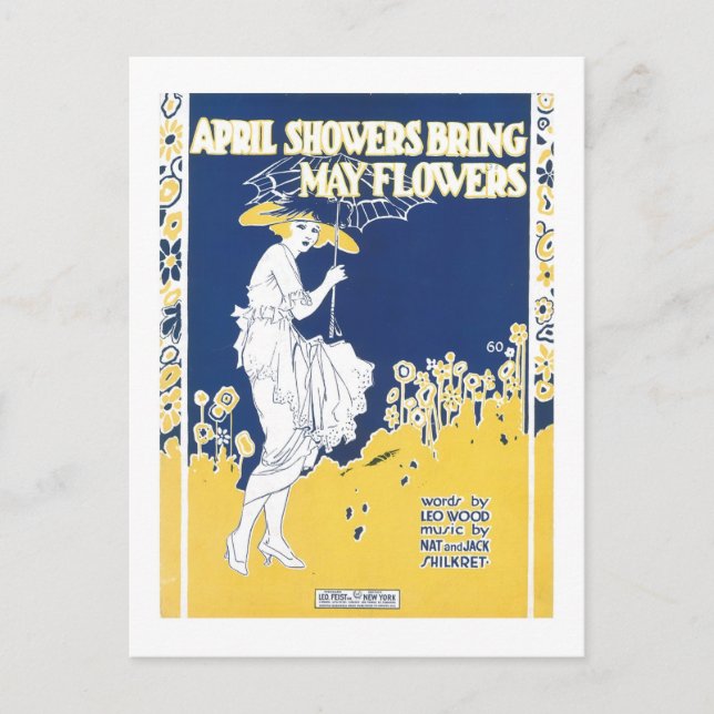 Carte Postale Avril Douches Apportent Mai Fleurs Couverture Song (Devant)