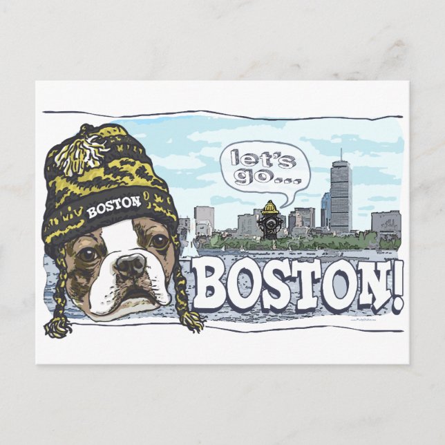 Carte Postale Awesome Boston Fan noir et Casquette or (Devant)