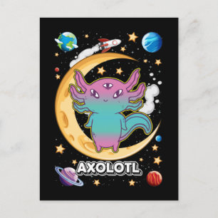 Carte Postale Axolotl Alien Pastel Goth Espace Croissant