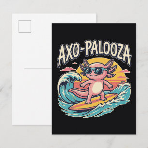 Carte Postale Axolotl Axo-Palooza parodie du style de surf sur l