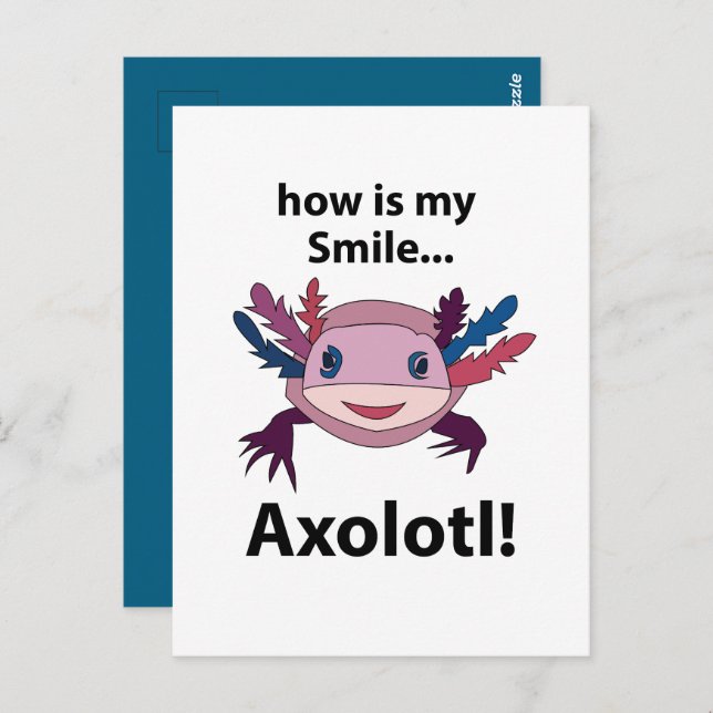 Carte Postale Axolotl Comment Mon Sourire Est Drôle Axolotl (Devant / Derrière)