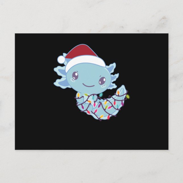 Carte Postale Axolotl dans les lumières des fées drôle animal No (Devant)