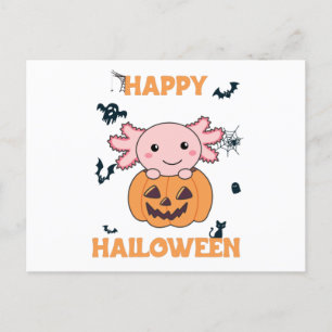 Carte Postale Axolotl In Pumkin Sweet Axolotls Happy Halloween