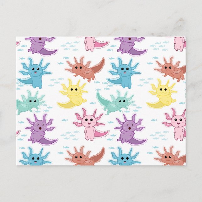 Carte Postale Axolotl Kids Cute Salamander Motif (Devant)