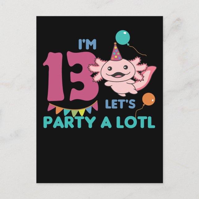 Carte Postale Axolotl pour 13 ans Axolotls âgés de treize ans (Devant)