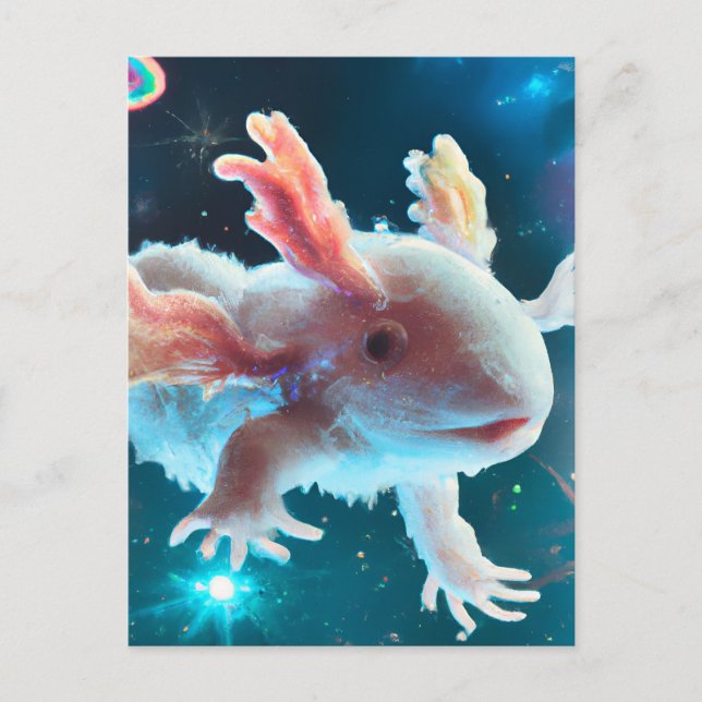 Carte Postale Axolotl rose dans l'espace (Devant)