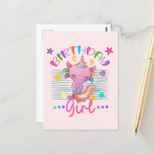Carte Postale Axolotl Unicorn Anniversaire Fille Thème Coloré