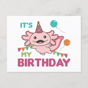 Carte Postale Axolotl veut que c'est mon anniversaire mignon Axo