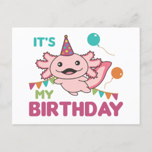 Carte Postale Axolotl veut que c'est mon anniversaire mignon Axo