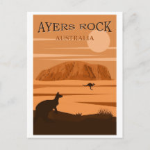 Ayers Rock Australie Affiche de Voyage Vintage