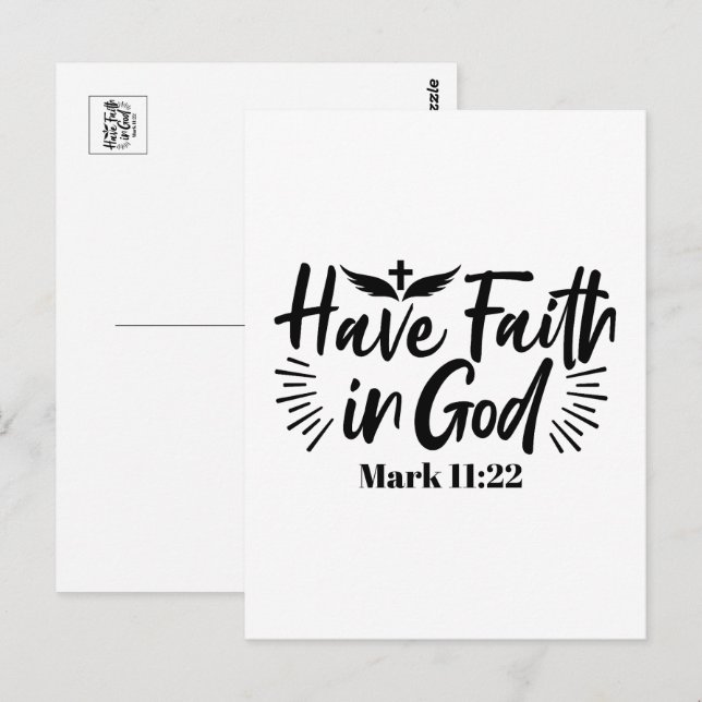 Carte Postale Ayez foi en Dieu Mark 11:22 Citation Inspirationne (Devant / Derrière)