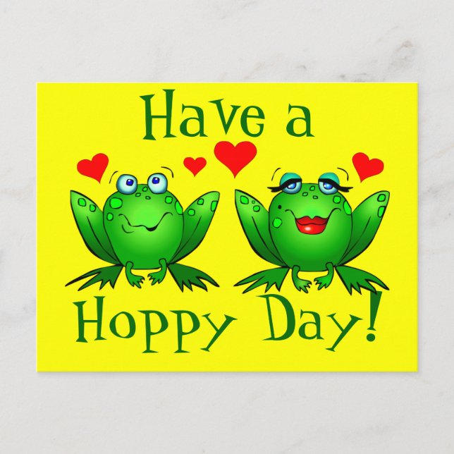 Carte Postale Ayez une grenouille à caricature de jour Hoppy Jau (Devant)