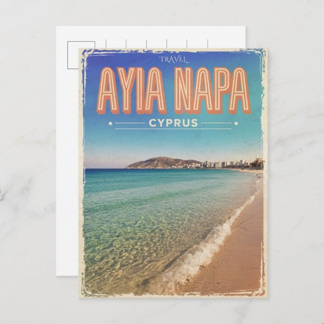 Carte Postale Ayia Napa Chypre, plage blanche Cadeaux méditerran (Devant / Derrière)