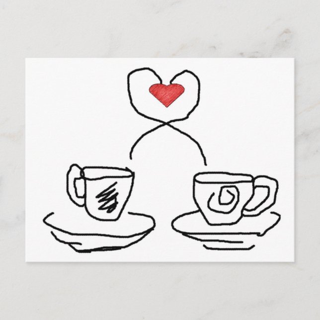 Carte Postale Ayons une tasse de. (Devant)