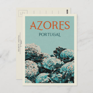 Carte Postale Azores hydrangeas illustration Portugal