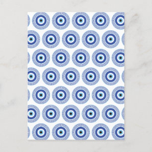 Carte Postale Aztec Cercle grec Clé mal Motif oeil bleu
