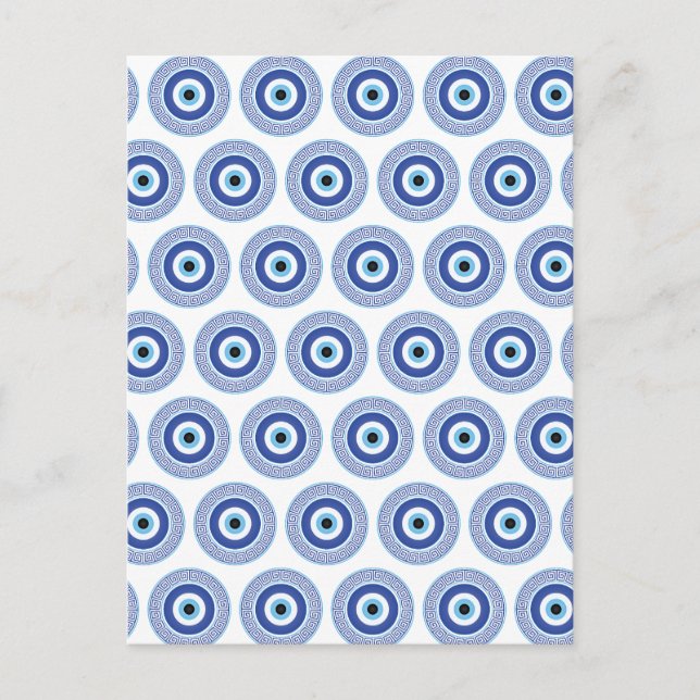Carte Postale Aztec Cercle grec Clé mal Motif oeil bleu (Devant)