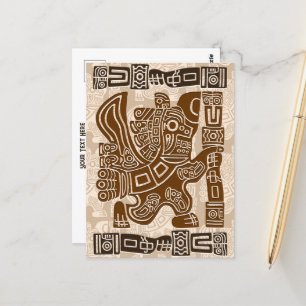Carte Postale Aztec Eagle Guerrier Tribal Art antique