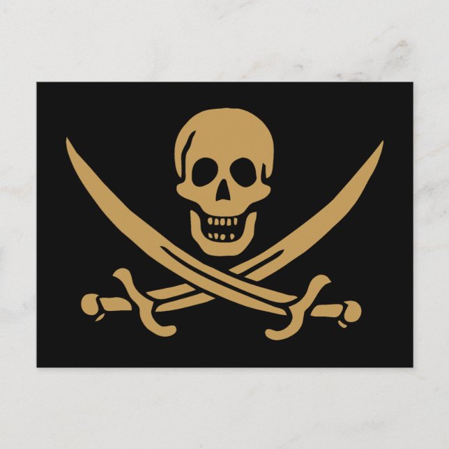Carte Postale Aztec Gold Crâne et cutlass Pirate Calico Jack (Devant)