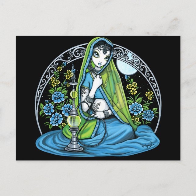 Carte postale "Azura" Hindi Flower Hookah Princess (Devant)