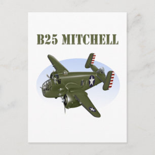 Carte Postale B25 Mitchell Bomber Green Plane