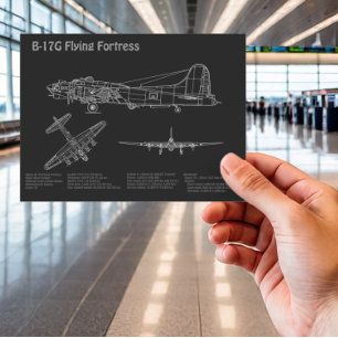 Carte Postale B-17 Forteresse volant - Plan directeur de l'avion