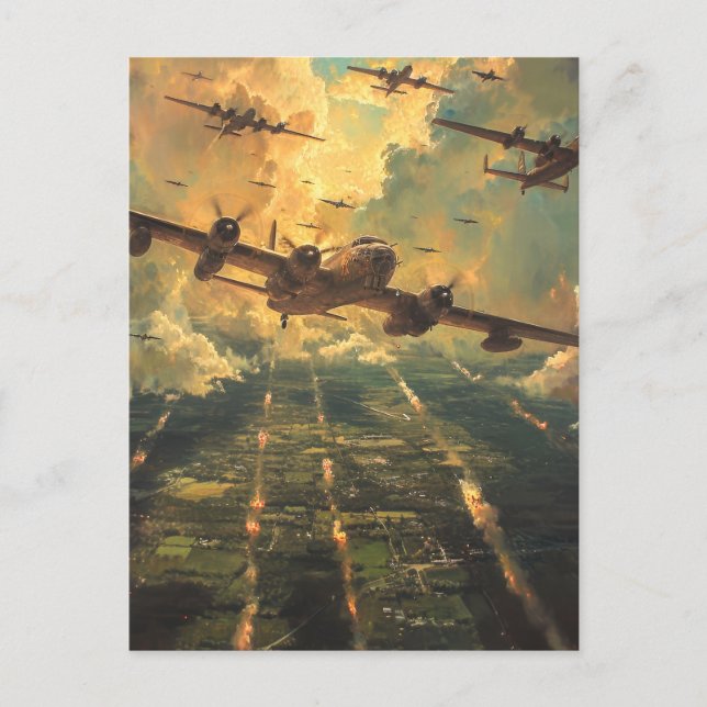 Carte Postale B-24 Bombardement d'une peinture de mission (Devant)