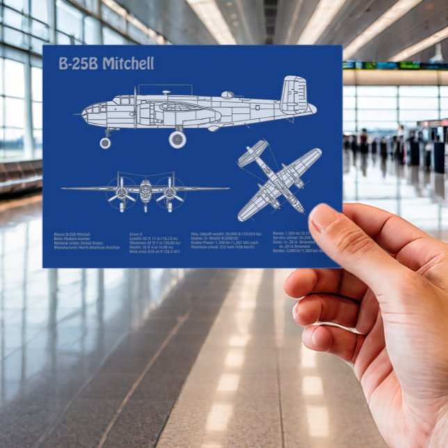 Carte Postale B-25B Mitchell Doolittle - Plan d'avion ABD (Créateur téléchargé)