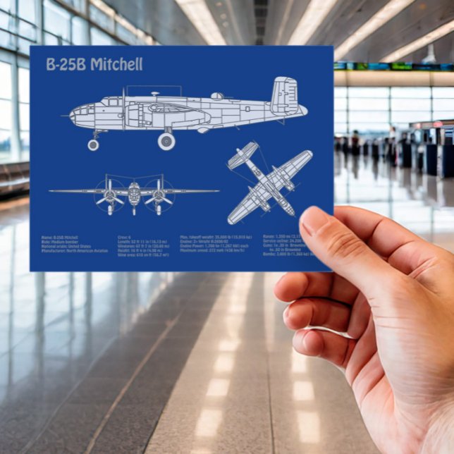Carte Postale B-25B Mitchell Doolittle - Plan d'avion AD (Créateur téléchargé)
