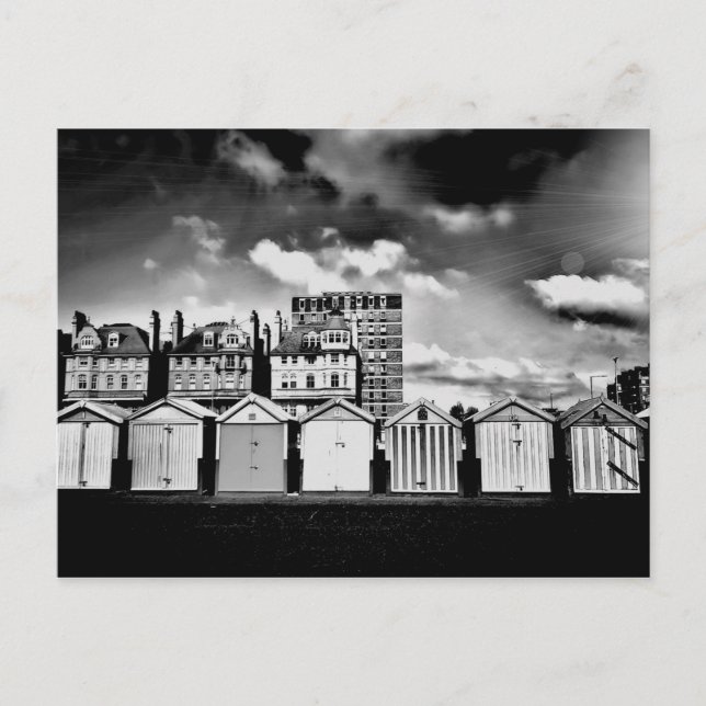 Carte Postale B&W Brighton Beach Huts (Devant)