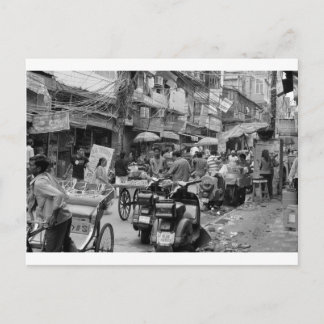 Carte Postale B&W Chaos à Delhi