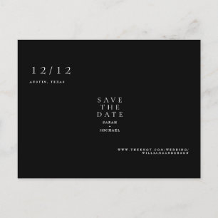 Carte Postale B/W Simple Text Only Wedding Enregistrer la date