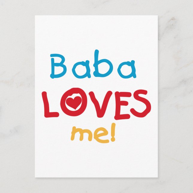 Carte Postale Baba aime mes t-shirts et cadeaux (Devant)