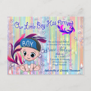 Carte Postale Baby Boy Bubbles & Unicorns