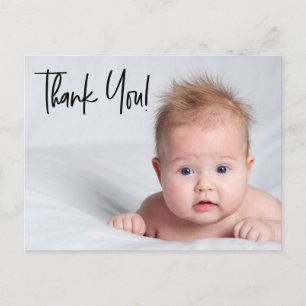 Carte Postale Baby Boy Photo baby shower merci Script