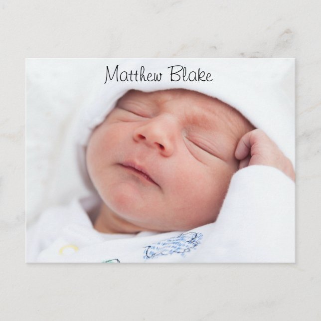 Carte Postale Baby Boy Photo Faire-part de naissance Statistique (Devant)