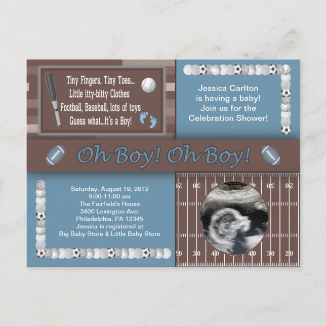 Carte postale Baby Boy Sports Douche (Devant)
