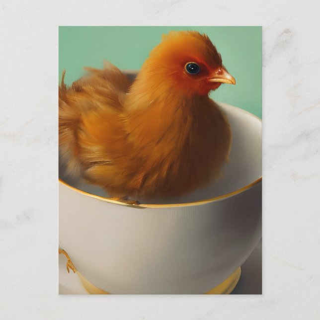 Carte Postale Baby Chick dans une Teacup (Devant)