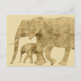 Carte Postale Baby Elephant avec c'est Mère