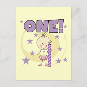 Carte Postale Baby Girl is One Birthday Tshirts and Gifts