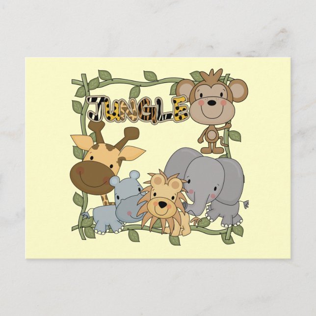 Carte Postale Baby Jungle Animaux Tshirts et cadeaux (Devant)