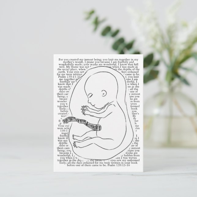 Carte Postale Baby Outline avec Psaume 139:13-16 (Debout devant)